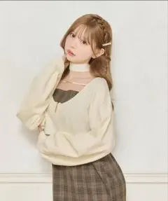 apres jour ショート丈ZIPニット アイボリー