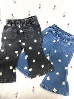 花柄刺繍フレアパンツ 2点セット