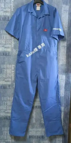 ディッキーズ つなぎ オールインワン　半袖 　バックプリント　L 青