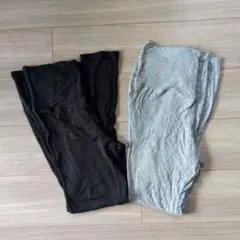 マタニティ　ブラック＆グレー レギンスセット　犬印　Lサイズ エンジェリーベ