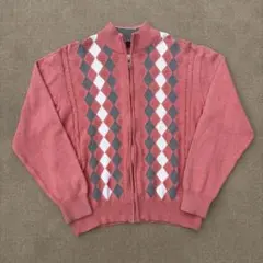Vintage アーガイル柄 ジップアップ ニットL C-boy archive