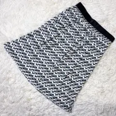 美品✨レトロモダン 幾何学プリントスカート 裏地付き ウエストゴム 上品