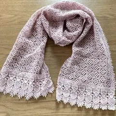 淡いピンク　レースストール　マフラー　レース　和装　着物