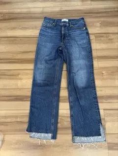 裾段差テーパードデニムパンツ【ウォッシャブル】
