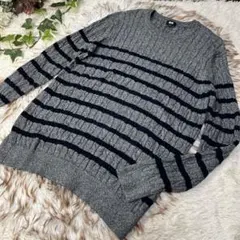 UNIQLO ケーブルニット セーター カシミア混　XLサイズ　ボーダー　グレー