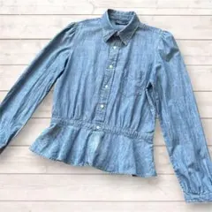 Ralph Lauren ラルフローレン デニム シャツ フリル パフスリープ