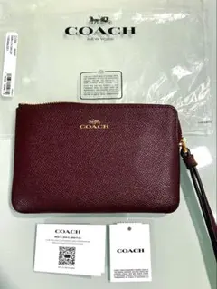 COACH バーガンディ レザー ポーチ　財布