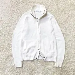 美品✨ ニコル ドライバーズニット ダブルジップ コットン 46 白 ブルゾン