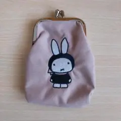ミッフィー　刺繍　がま口ポーチ リンネル