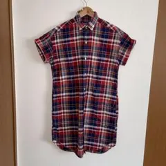 ジムフレックス  半袖シャツワンピース　ロング　 シャツワンピース  チェック