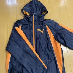 PUMA ベンチコート 160 ネイビー/オレンジ