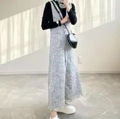 ☆ZARA /テクスチャーミディジャンパースカート/ツイードS