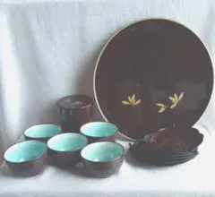 湯呑み5客セット 合成漆器 茶筒 菓子器 丸盆のサムネイル