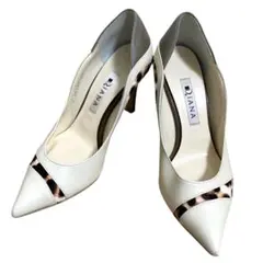 DIANA パンプス ポインテッドトゥ レオパード ヒョウ柄 21cm