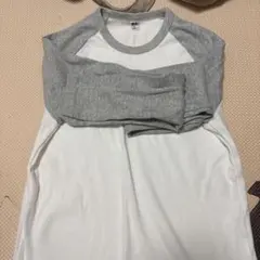 UNIQLO Mサイズ ラグランTシャツ ホワイト/グレー