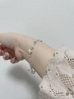 韓国風 クリアメタルビーズブレスレット rironmade