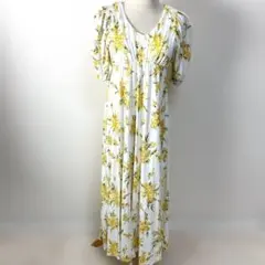 完売品★ジェラートピケ ミモザ柄 ワンピース ルームウェア F イエロー