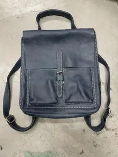 レザーバック　ショルダーバック　2way レザーリュック　本革　青　古着