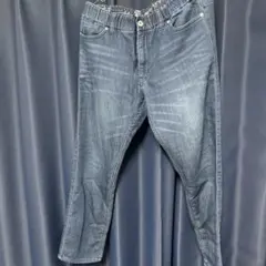 ダークブルー ストレートデニム ゴムウエスト