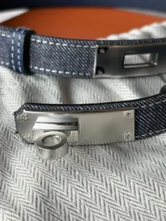【新品】エルメス ケリーベルト デニム ジーン ブルー シルバー金具のサムネイル