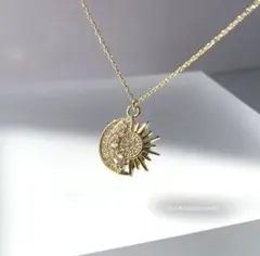 太陽と月のネックレス　チェーン 長め 変更可能 メンズ ペア ムーン 惑星
