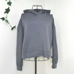 GU　ダブルフェイススリットパーカ　 ダークグレー M