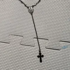 ロザリオネックレス シルバー系 十字架付き