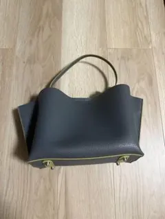 ダークグレー　ハンドバッグ　美品　ノーブランド