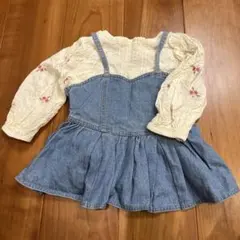 デニムビスチェ アイボリーブラウスセット
