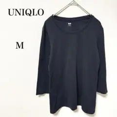 UNIQLO ユニクロ　カットソー　7分袖Tシャツ M ブラック　413672