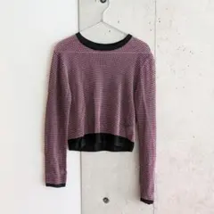 Ray BEAMS [美品] バイカラーニット ピンク×ブラック 透け感あり