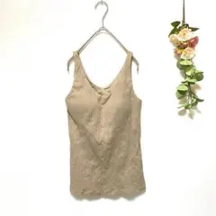 訳あり★【UNIQLO】ユニクロ ワイドリブブラタンクトップ ベージュ（M）