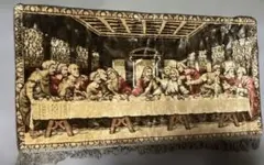 最後の晩餐デザインラグ　希少　レトロのサムネイル