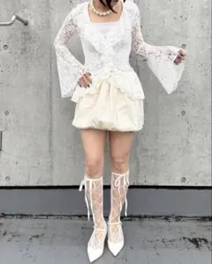 PAMEO POSE Balloon Mini Skirt UMBRO 白のサムネイル