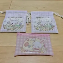 サンリオ　ウィッシュミーメル　フラットポーチ＆プチ巾着×2 セリア