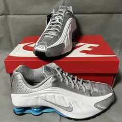 ナイキ　ショックス　R4 ホワイト　シルバー　ブルー　水色　白　27.0