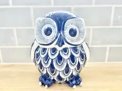 縁起物」青と白のフクロウ置物セット（陶器製） - メルカリ