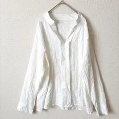 【1XL】ホワイト 長袖シャツ レディース 春 秋 シンプル 無地
