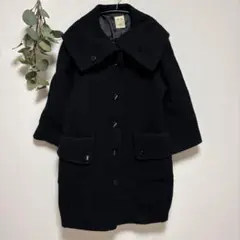 【冬物】美品✨ブラック コート ロングコート ジャケット アウター 七分袖