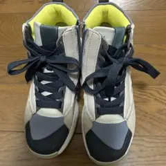 ハイカットスニーカー ネイビー グレー イエロー