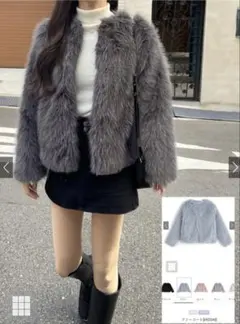 GRL ファージャケット　グレー　K9254d