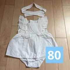 サイズ80　夏用　白　ロンパース　ボディスーツ　女の子 ノースリーブ