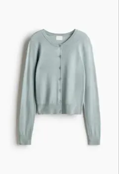 H&M / ファインニットカーディガン ライトダスティーターコイズ M
