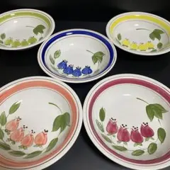 希少 双立製陶 souritsu akechi japan 手描き 深皿 5色