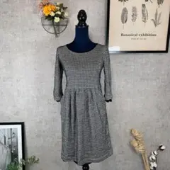 【美品】FIGNO レディース ひざ丈ワンピース フレアスカート M グレー