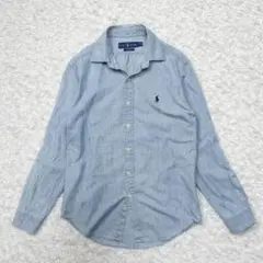 【美品】ラルフローレン 長袖シャツ デニム風 クラシックフィット ブルー L