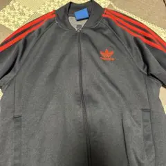 adidas ジップアップジャケット 紺色　赤線