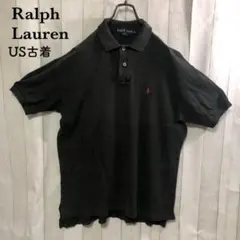 US古着ポロシャツラルフローレンRalphLauren黒刺繍ワンポイント