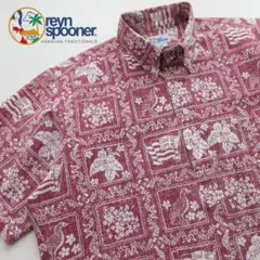 90s Reyn Spooner ラハイナセイラー柄 プルオーバーアロハシャツM