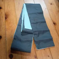 グレーと水色の花柄刺繍 半幅帯